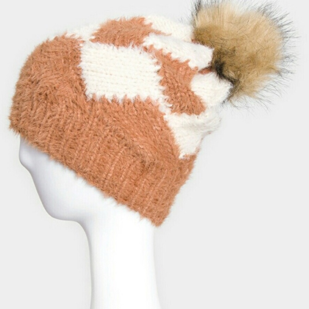 Fluffy Knit Pom Pom Beanie - Picture 2 of 4